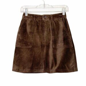 Banana Republic brown suede leather mini skirt Size 2 100% suede